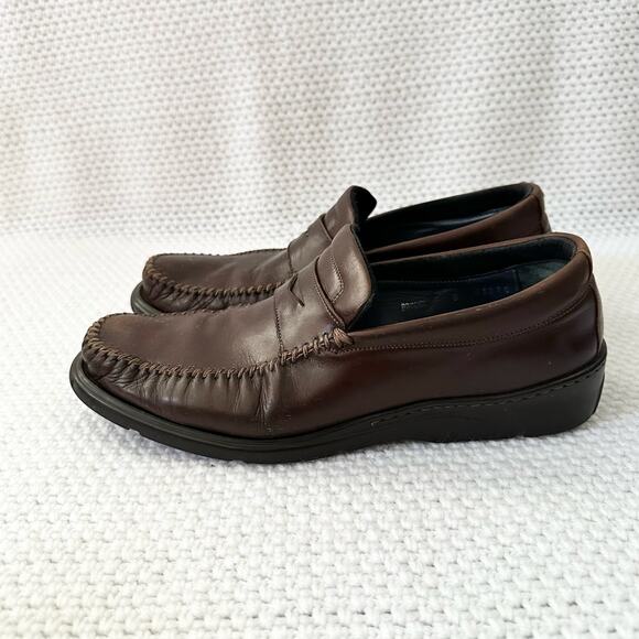 Bruno Magli Chocolate Brown Leather Bryant Slip On Loafer Casual Shoes 9 Men - Picture 8 of 11
